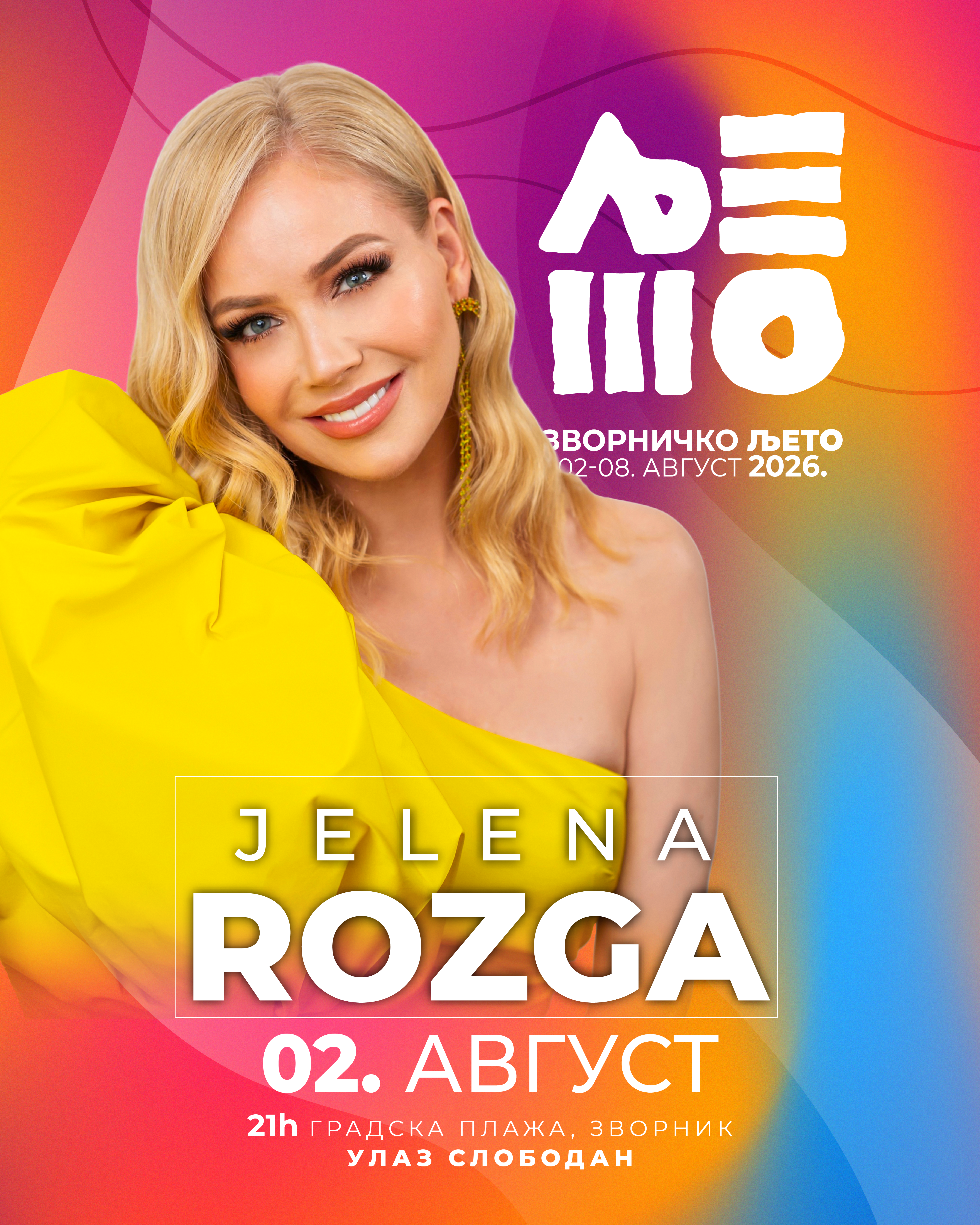 Jelena Rozga, izvođačica koncerta otvaranja Zvorničkog ljeta 2026.